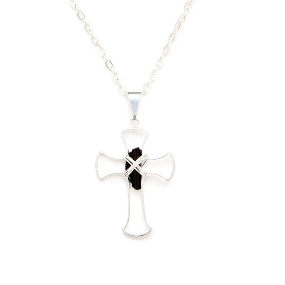 NEW! Tourmaline Chunk Cross Necklace - Picture 5 of 8